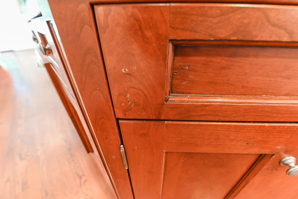 Custom Traditional White Kitchen with Wood Island, Granite Countertops and Wolf Range