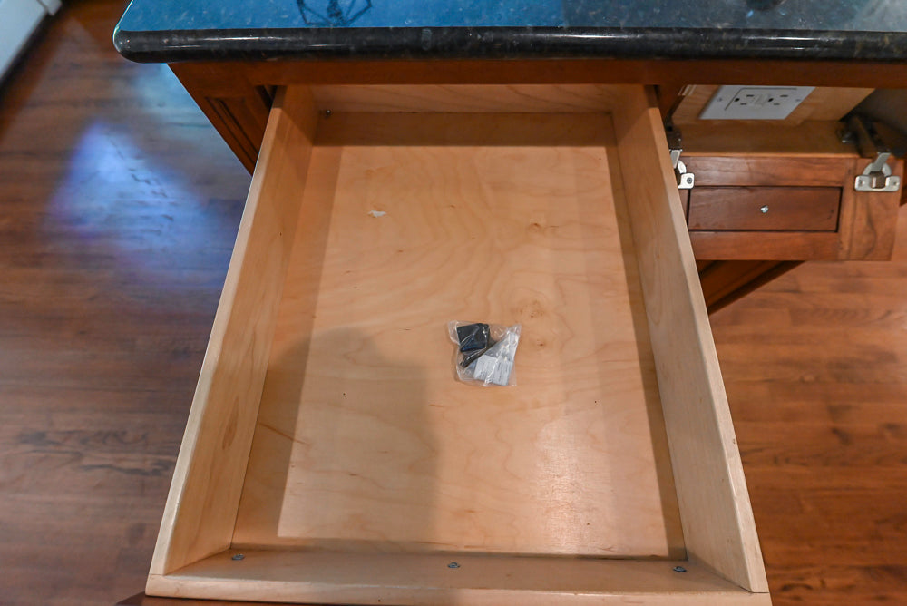 Custom Traditional White Kitchen with Wood Island, Granite Countertops and Wolf Range