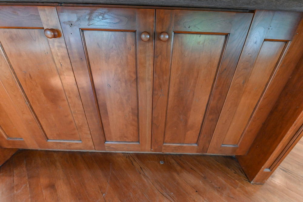 Custom Traditional White Kitchen with Wood Island, Granite Countertops and Wolf Range