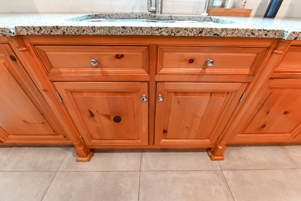 Custom Traditional Natural Wood Kitchen with Granite Countertops and Appliances