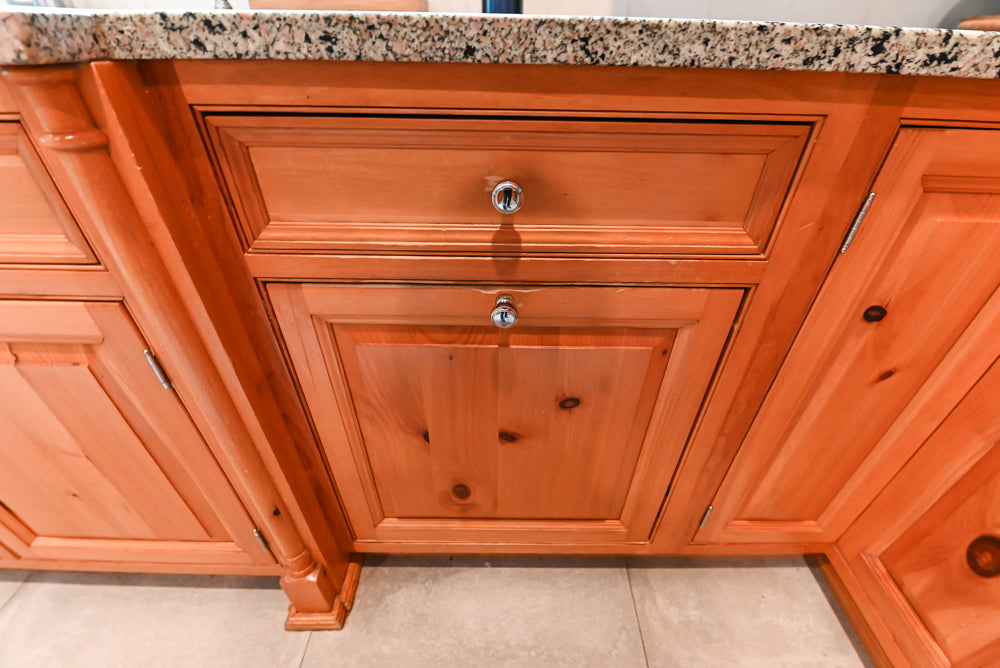 Custom Traditional Natural Wood Kitchen with Granite Countertops and Appliances
