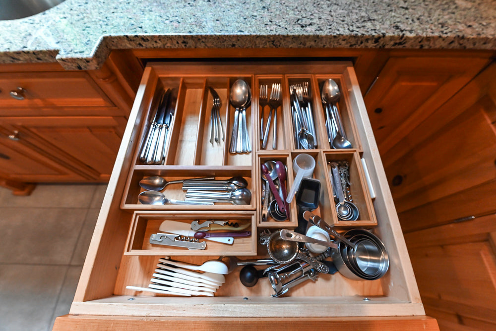 Custom Traditional Natural Wood Kitchen with Granite Countertops and Appliances