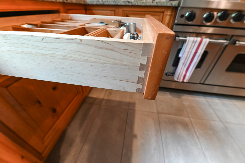 Custom Traditional Natural Wood Kitchen with Granite Countertops and Appliances
