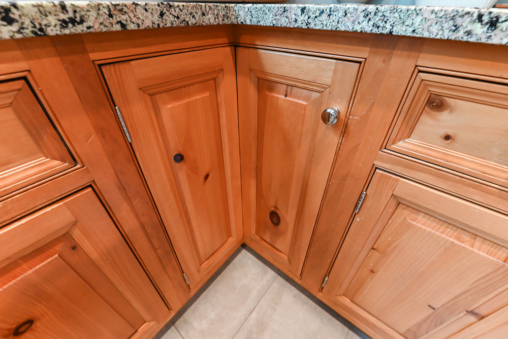 Custom Traditional Natural Wood Kitchen with Granite Countertops and Appliances