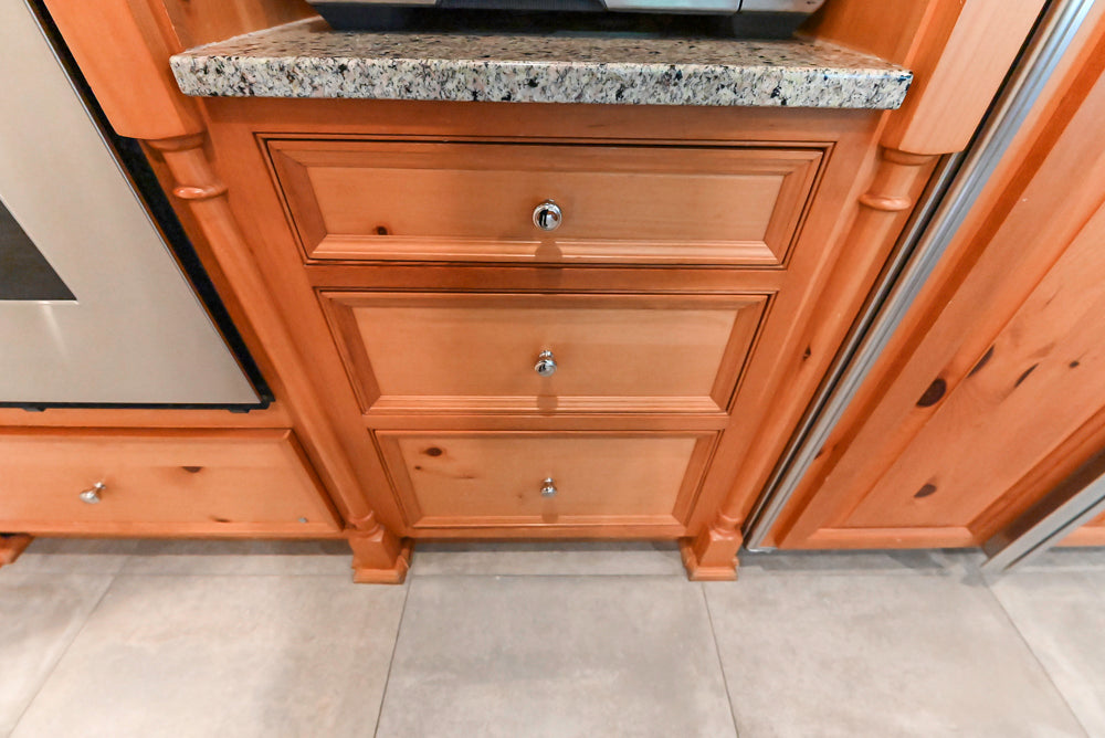 Custom Traditional Natural Wood Kitchen with Granite Countertops and Appliances