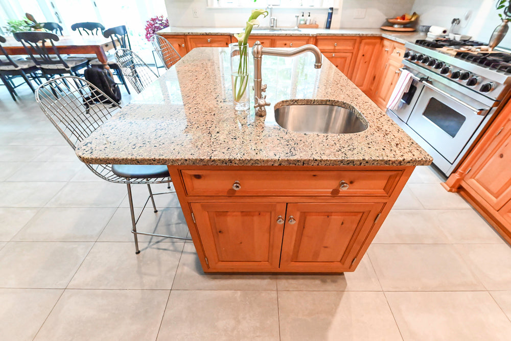 Custom Traditional Natural Wood Kitchen with Granite Countertops and Appliances