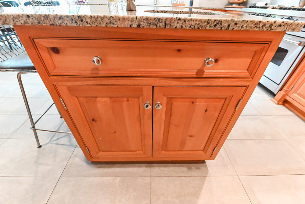 Custom Traditional Natural Wood Kitchen with Granite Countertops and Appliances