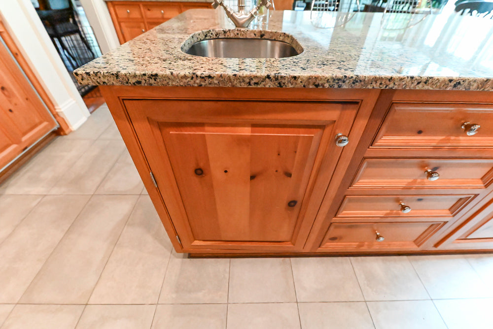 Custom Traditional Natural Wood Kitchen with Granite Countertops and Appliances