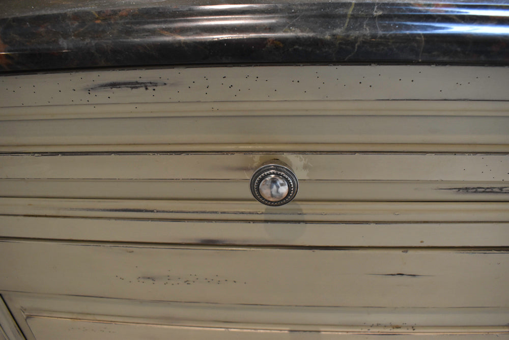 Custom Traditional Distressed Two-Tone Kitchen with Double Island, Stone Countertops and Sub-Zero & Wolf Appliances