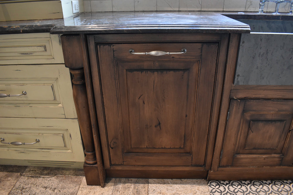 Custom Traditional Distressed Two-Tone Kitchen with Double Island, Stone Countertops and Sub-Zero & Wolf Appliances