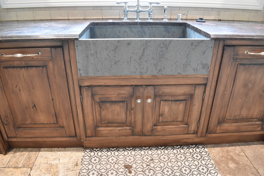 Custom Traditional Distressed Two-Tone Kitchen with Double Island, Stone Countertops and Sub-Zero & Wolf Appliances