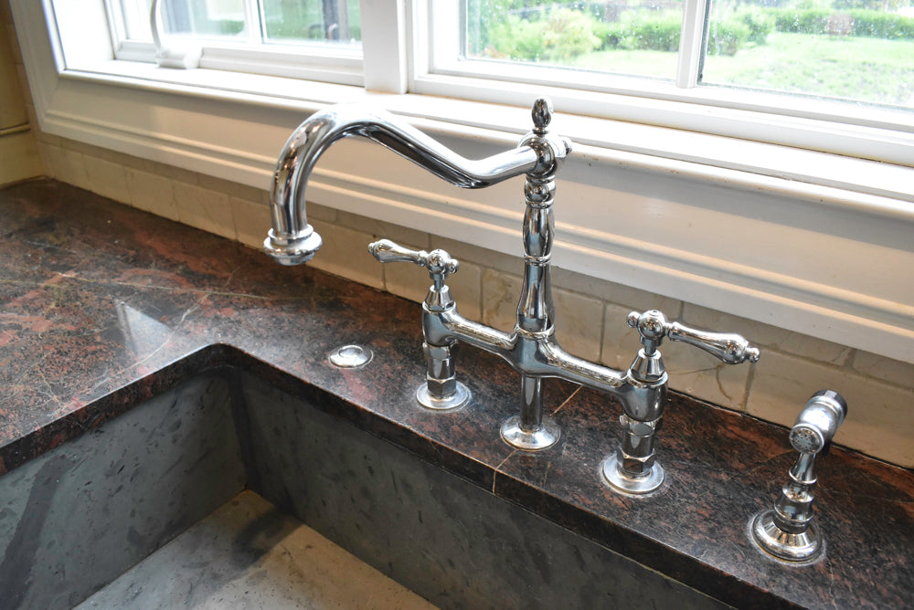 Custom Traditional Distressed Two-Tone Kitchen with Double Island, Stone Countertops and Sub-Zero & Wolf Appliances