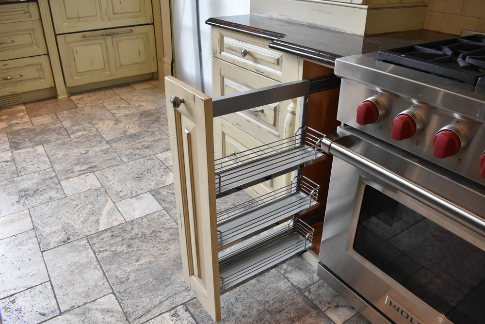 Custom Traditional Distressed Two-Tone Kitchen with Double Island, Stone Countertops and Sub-Zero & Wolf Appliances