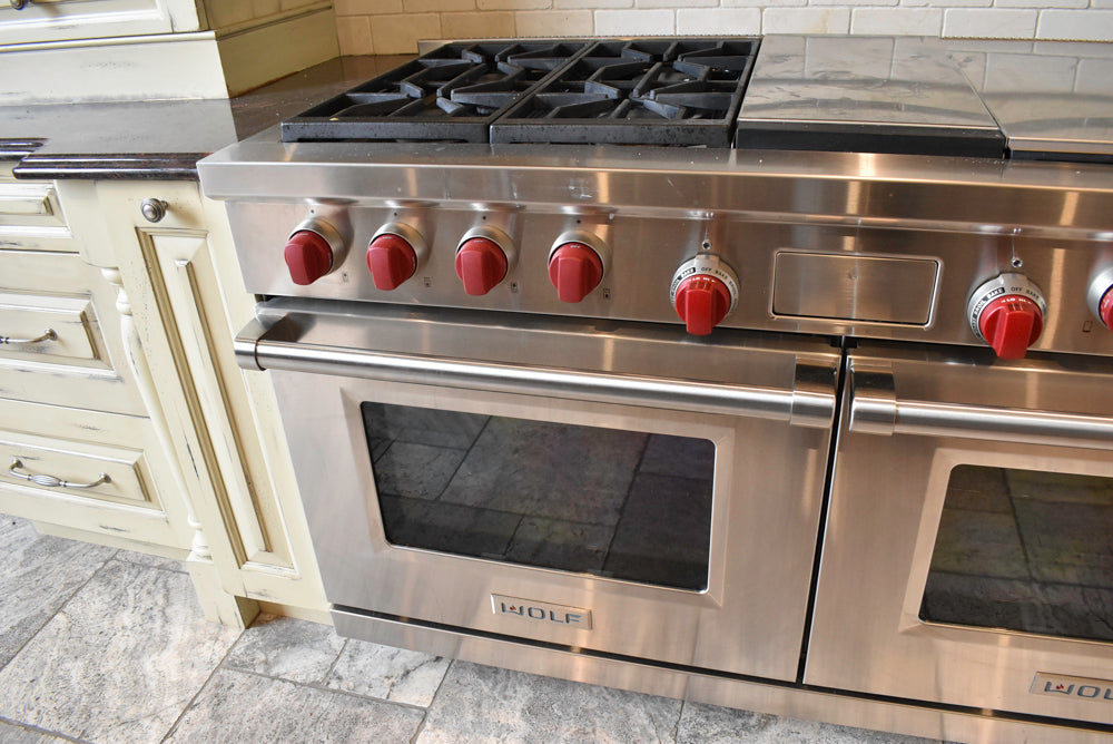 Custom Traditional Distressed Two-Tone Kitchen with Double Island, Stone Countertops and Sub-Zero & Wolf Appliances