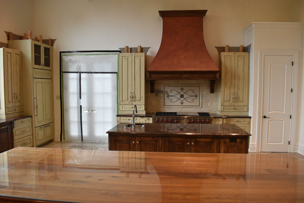 Custom Traditional Distressed Two-Tone Kitchen with Double Island, Stone Countertops and Sub-Zero & Wolf Appliances