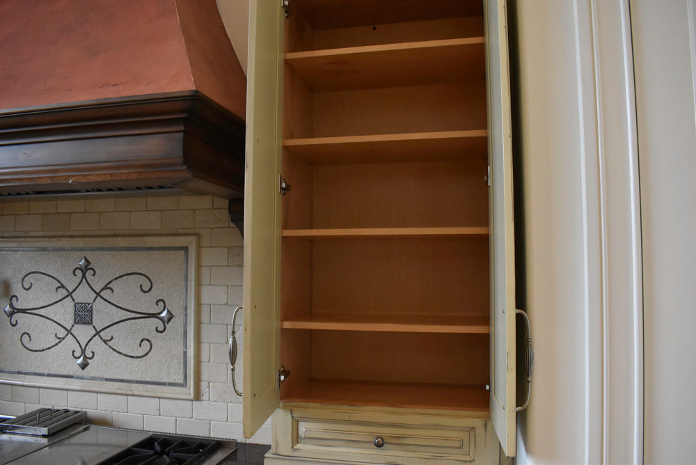 Custom Traditional Distressed Two-Tone Kitchen with Double Island, Stone Countertops and Sub-Zero & Wolf Appliances