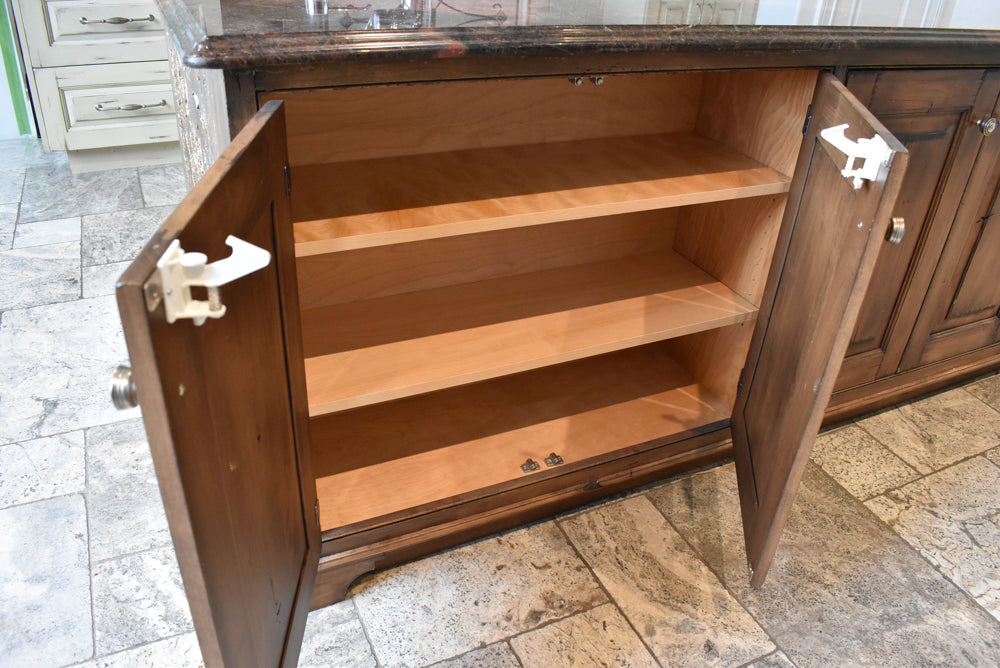 Custom Traditional Distressed Two-Tone Kitchen with Double Island, Stone Countertops and Sub-Zero & Wolf Appliances