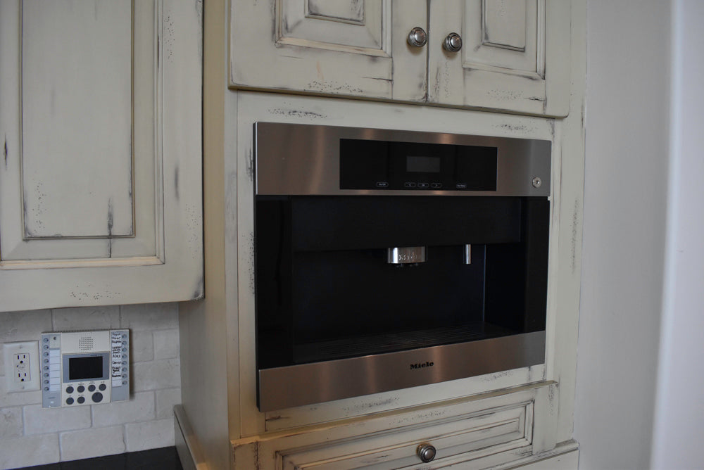 Custom Traditional Distressed Two-Tone Kitchen with Double Island, Stone Countertops and Sub-Zero & Wolf Appliances