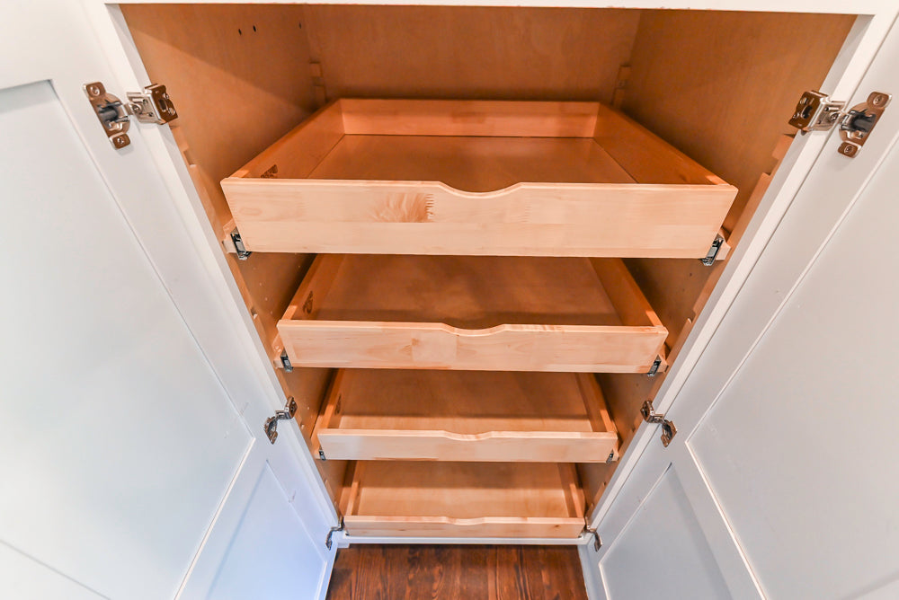 Fabuwood Transitional White Kitchen with Island and White Marble Countertops