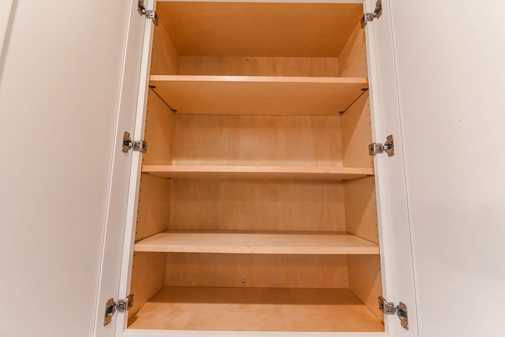 Fabuwood Transitional White Kitchen with Island and White Marble Countertops