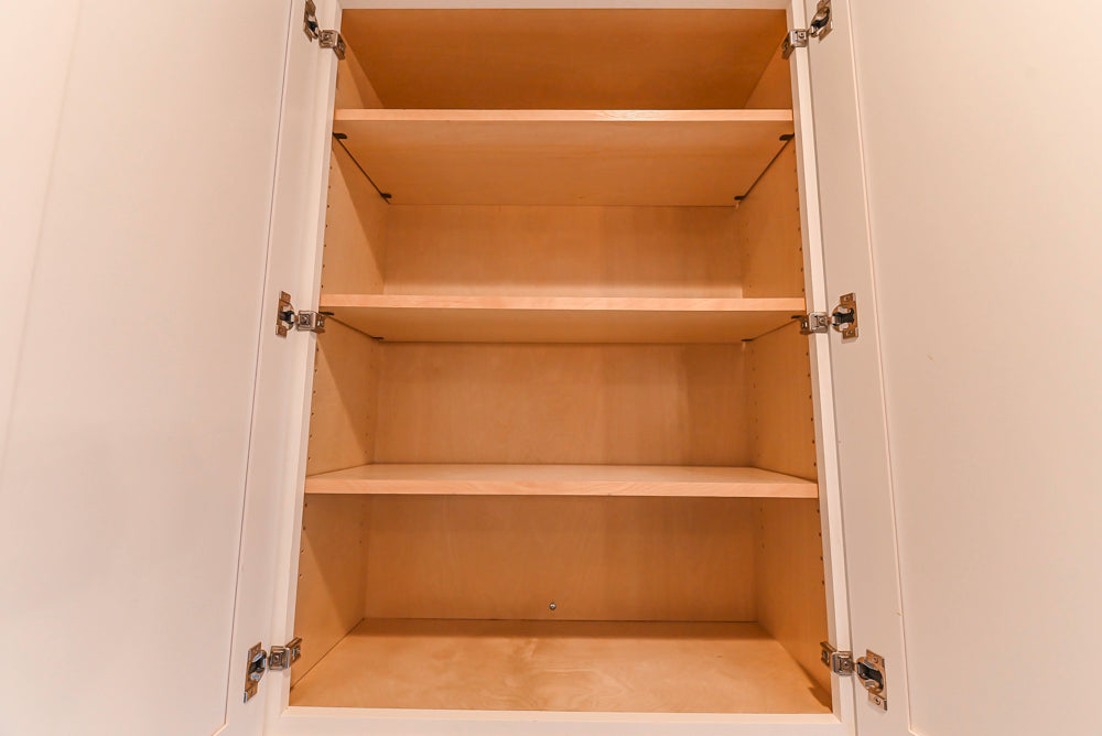 Fabuwood Transitional White Kitchen with Island and White Marble Countertops