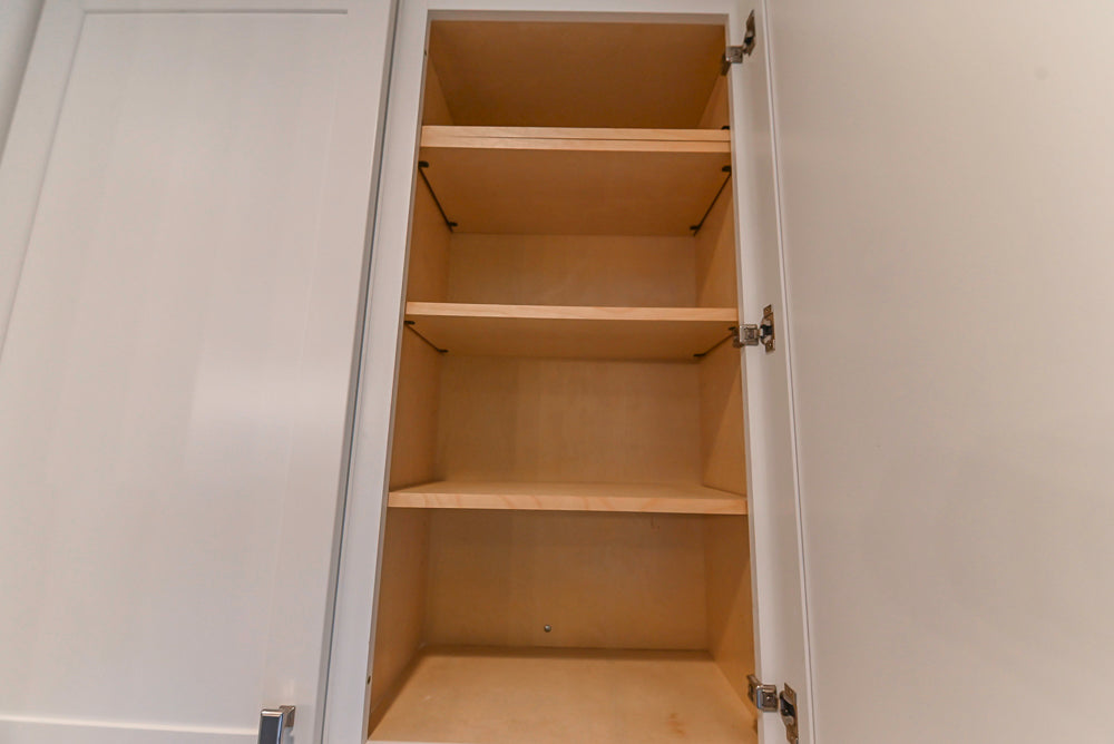 Fabuwood Transitional White Kitchen with Island and White Marble Countertops