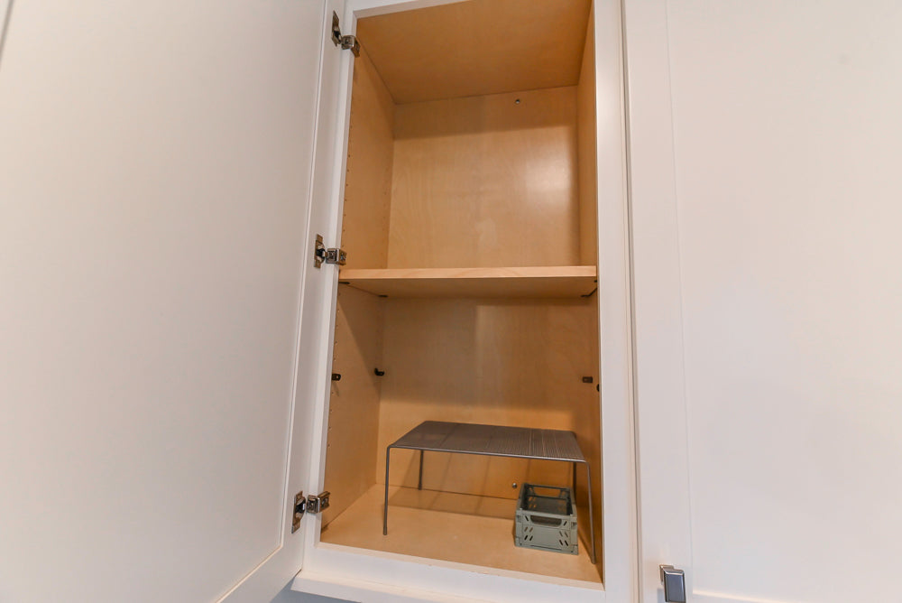 Fabuwood Transitional White Kitchen with Island and White Marble Countertops