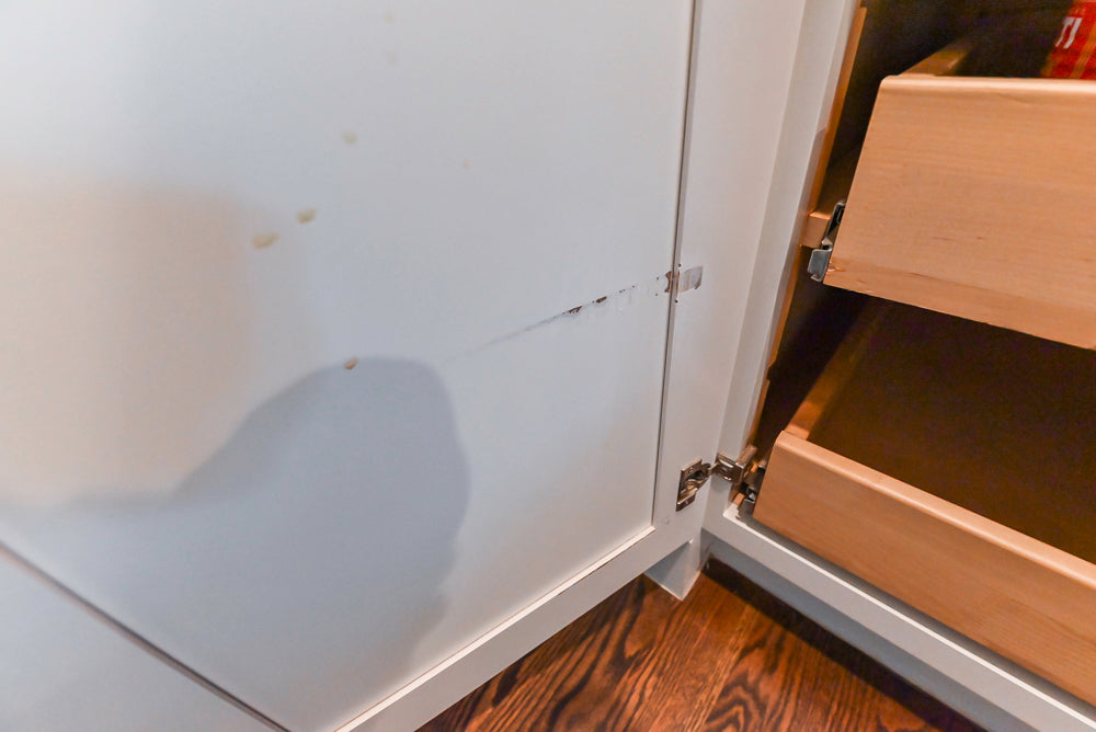 Fabuwood Transitional White Kitchen with Island and White Marble Countertops