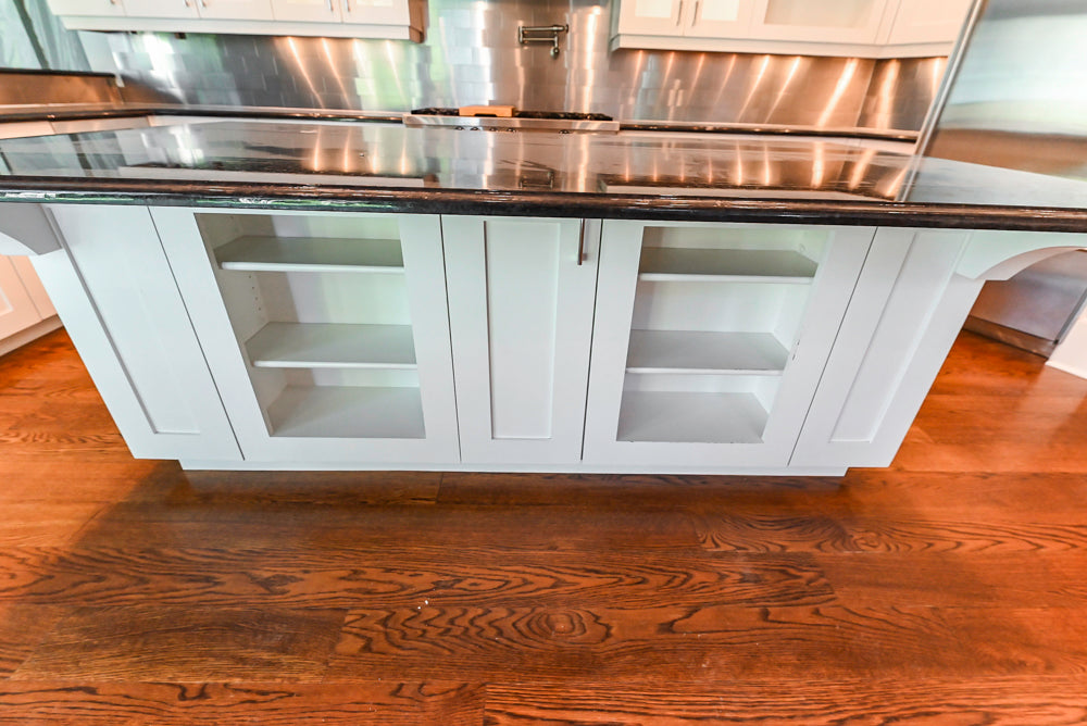 Rutt Transitional White Kitchen with Island, Wet Bar, Granite Countertops & Appliances