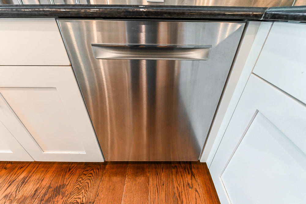 Rutt Transitional White Kitchen with Island, Wet Bar, Granite Countertops & Appliances