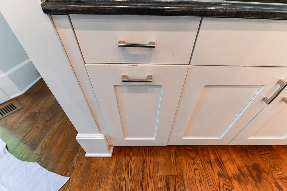 Rutt Transitional White Kitchen with Island, Wet Bar, Granite Countertops & Appliances