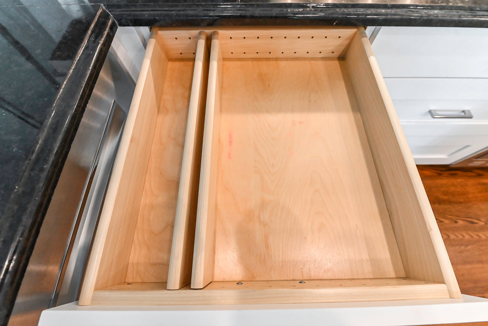 Rutt Transitional White Kitchen with Island, Wet Bar, Granite Countertops & Appliances