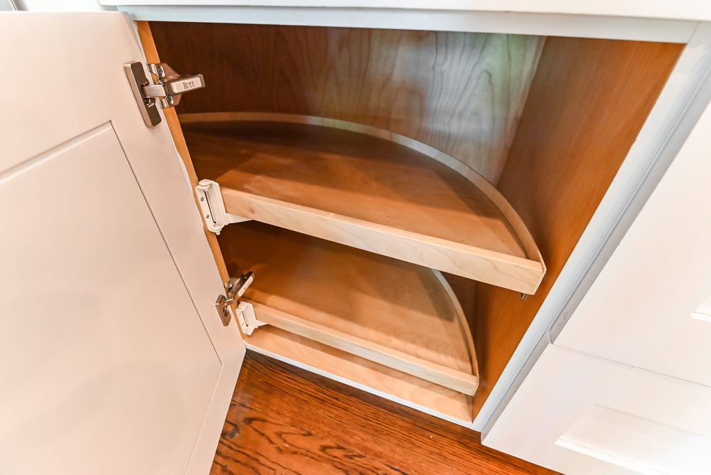 Rutt Transitional White Kitchen with Island, Wet Bar, Granite Countertops & Appliances