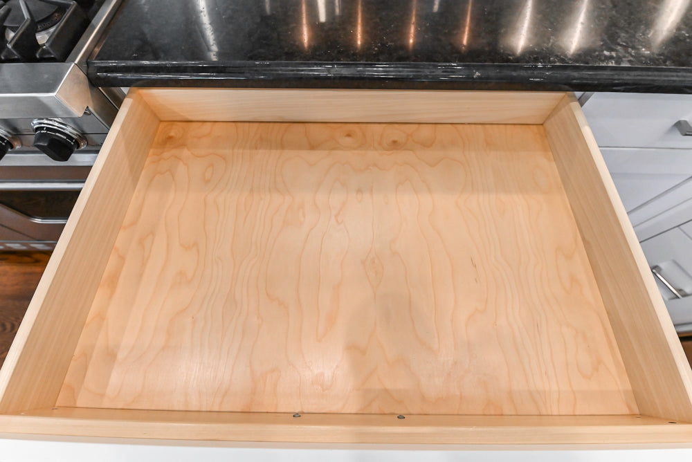 Rutt Transitional White Kitchen with Island, Wet Bar, Granite Countertops & Appliances