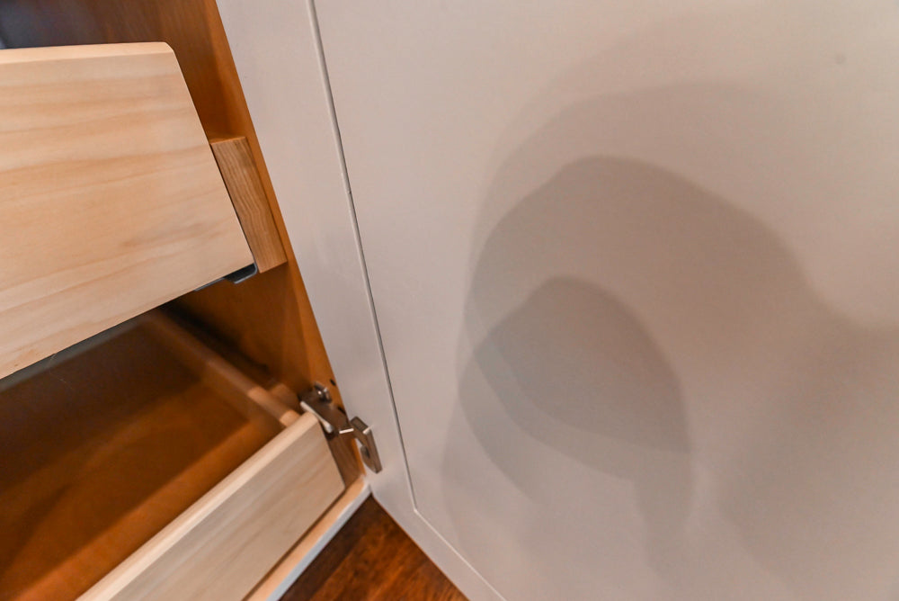 Rutt Transitional White Kitchen with Island, Wet Bar, Granite Countertops & Appliances