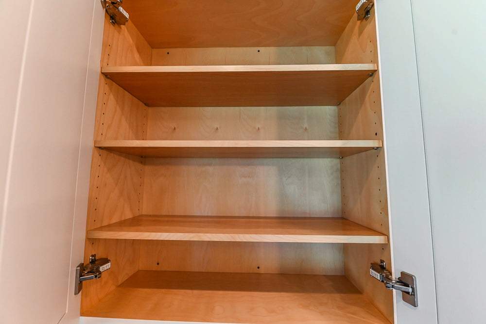 Rutt Transitional White Kitchen with Island, Wet Bar, Granite Countertops & Appliances