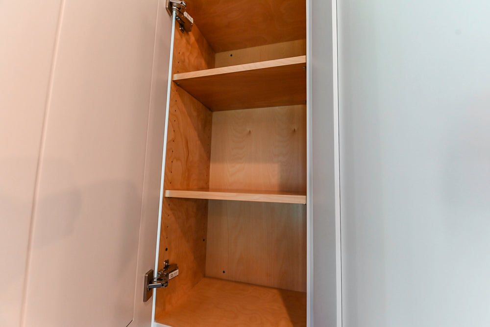 Rutt Transitional White Kitchen with Island, Wet Bar, Granite Countertops & Appliances