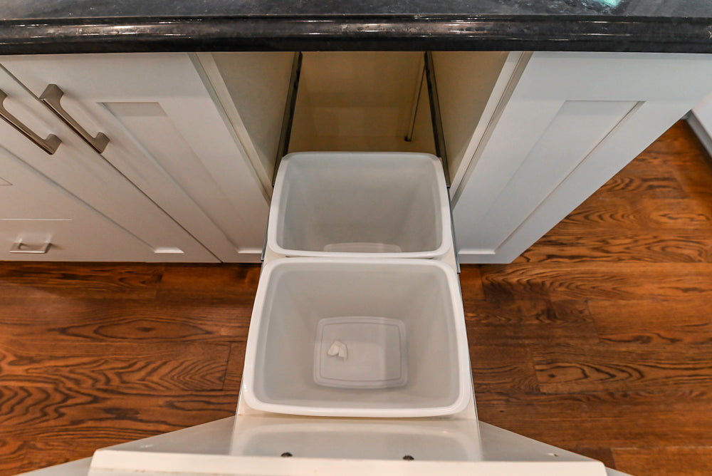 Rutt Transitional White Kitchen with Island, Wet Bar, Granite Countertops & Appliances