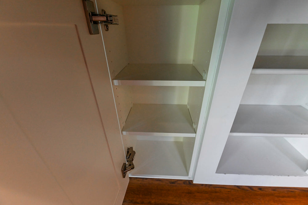 Rutt Transitional White Kitchen with Island, Wet Bar, Granite Countertops & Appliances