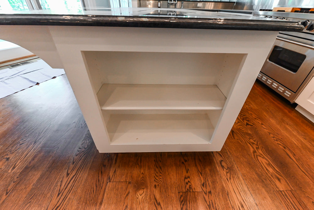 Rutt Transitional White Kitchen with Island, Wet Bar, Granite Countertops & Appliances