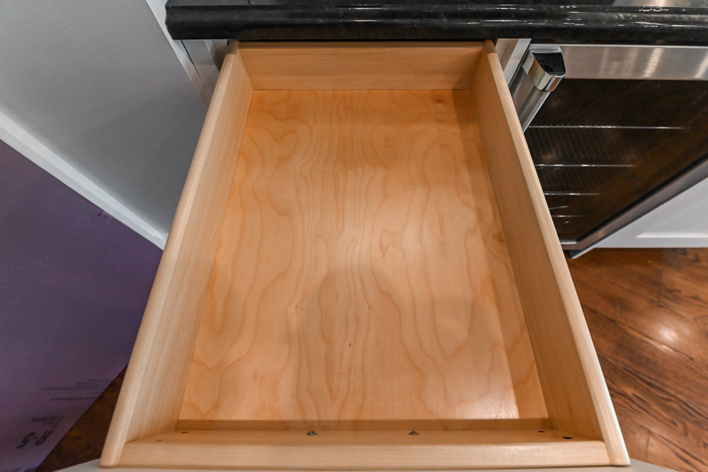 Rutt Transitional White Kitchen with Island, Wet Bar, Granite Countertops & Appliances