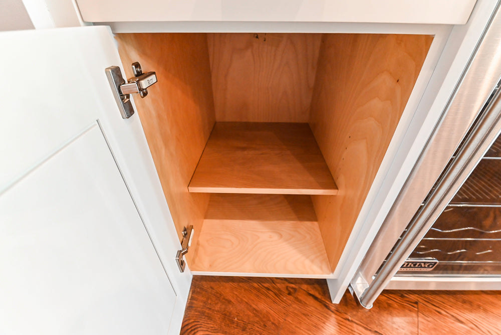 Rutt Transitional White Kitchen with Island, Wet Bar, Granite Countertops & Appliances