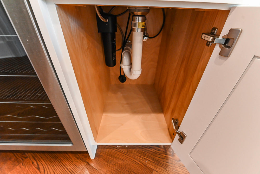 Rutt Transitional White Kitchen with Island, Wet Bar, Granite Countertops & Appliances