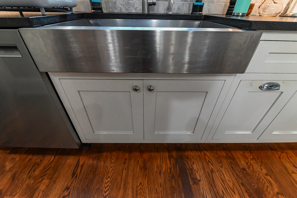 Custom Traditional White Kitchen with Stone Countertops and Appliances