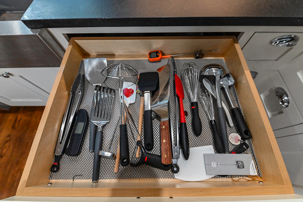 Custom Traditional White Kitchen with Stone Countertops and Appliances