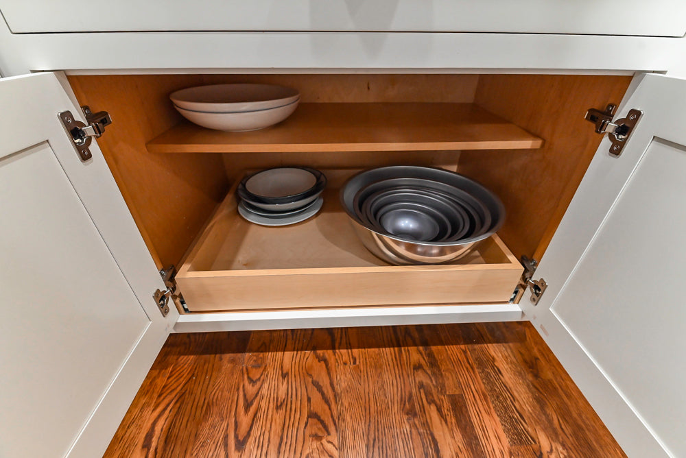 Custom Traditional White Kitchen with Stone Countertops and Appliances