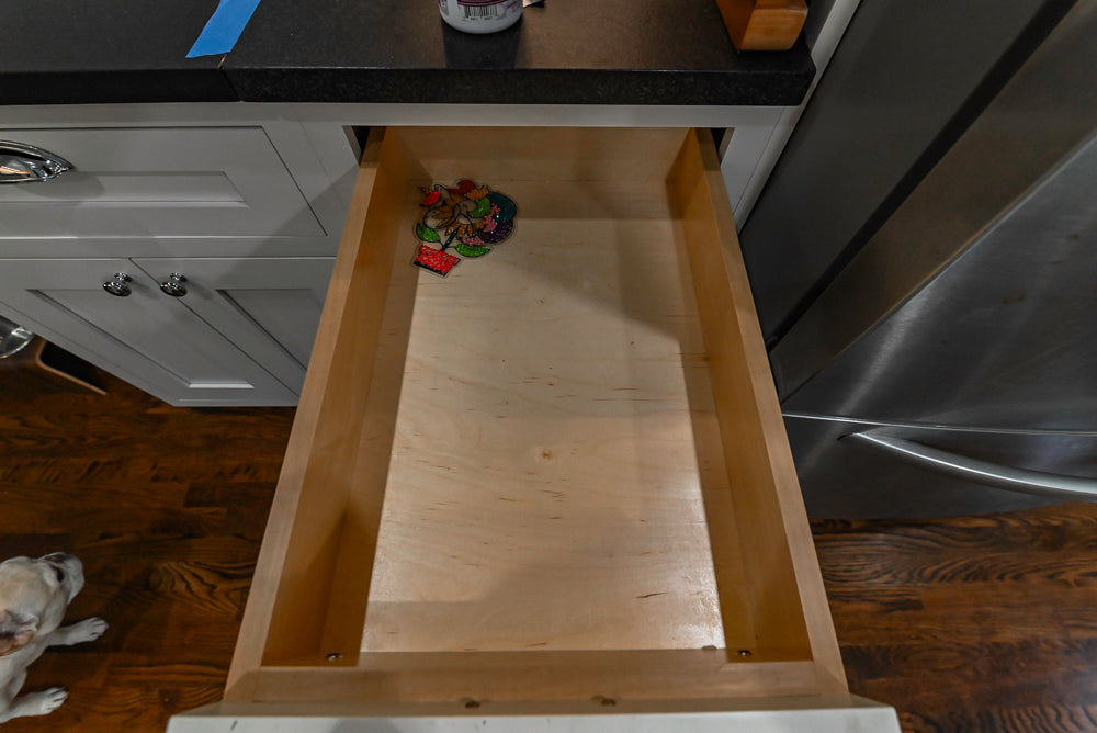 Custom Traditional White Kitchen with Stone Countertops and Appliances