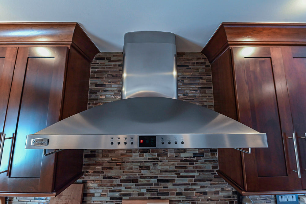 Kraftmaid Transitional Dark Wooden Kitchen with Marble Countertops and GE Monogram Appliances