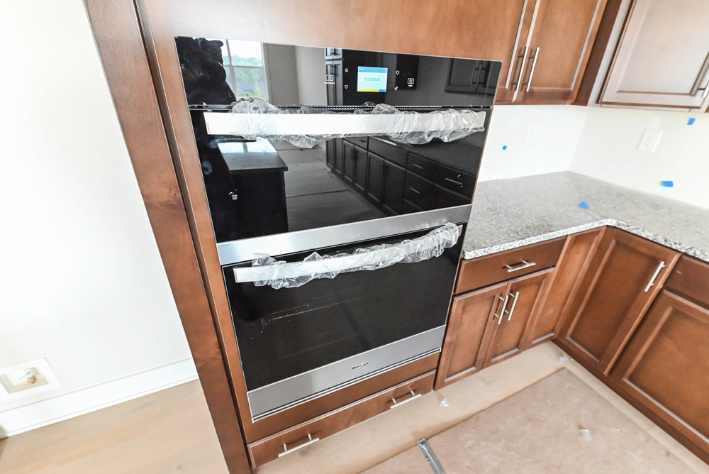 Century Transitional Dark Brown Wooden Kitchen with Island, Granite Countertops and Appliances