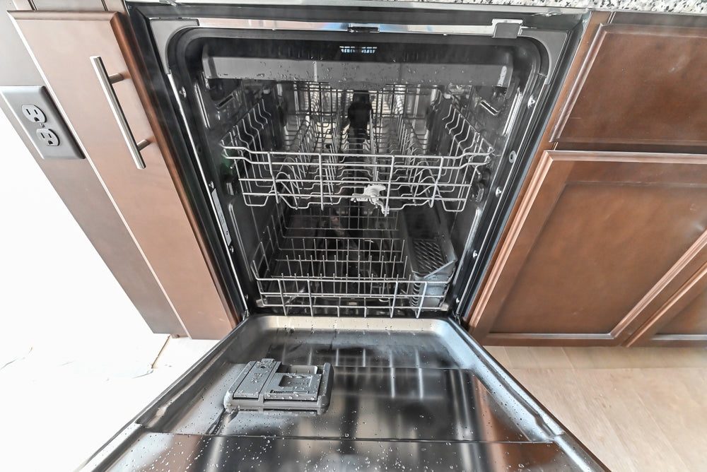 Century Transitional Dark Brown Wooden Kitchen with Island, Granite Countertops and Appliances